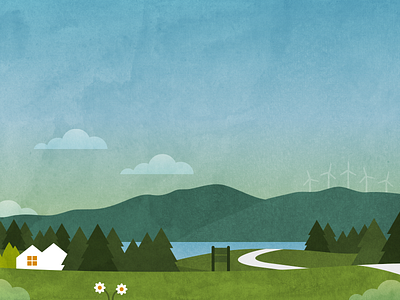 Landscape illustration nature scene vermont wind