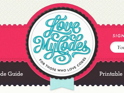 Love My Codes baby blue black brand coupons homepage pink ribbon seal website