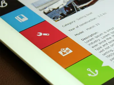 Manage your boat anchor app application boat boatman diary flat guest interaction design ios ipad ipad app list management menu mobile mobile app schedule travel ui user interface ux