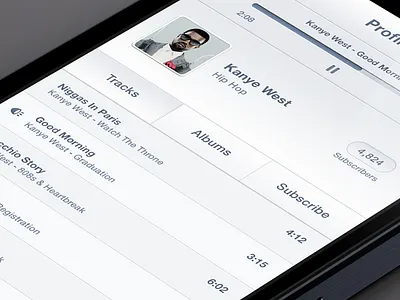 Artist profile artist clean ios iphone light music profile ui