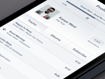 Artist profile artist clean ios iphone light music profile ui