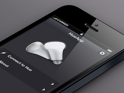Philips Hue: Webapp - Welcome Screen api app blue bulbs dark grey hub icon iphone philips hue plastic tweethue webapp