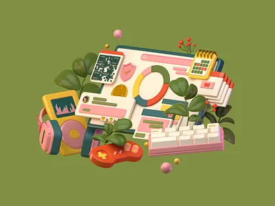 3D Illustrations: Digital Life 3d 3d art 3d illustration 3d modeling blender branding composition design design studio digital art digital illustration digital life graphic design illustration illustrator technology