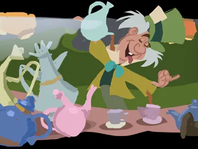 Color key..Mad Hatter animation illustration