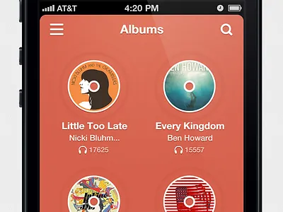Musix App - Albums app design flat interface ios iphone music musix