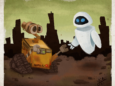 Wall E disney eve illustration photoshop pixar robots wacom tablet wall e