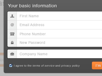 Register Modal form modal password register signup
