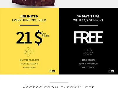 Package selection for online Property Management service black bold package typography yellow