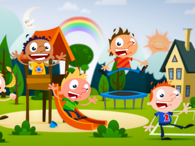 Playing in the street character design fun illustration ipad kids landscape