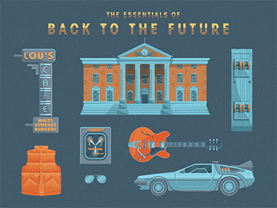 Essentials of Back to the Future back to the future delorean essentials of flux capacitor guitar illustration texture time machine vest
