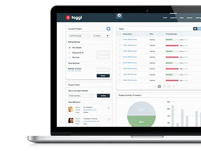 toggl project dashboard blue chart clean dashboard data flat interface minimal toggl ui