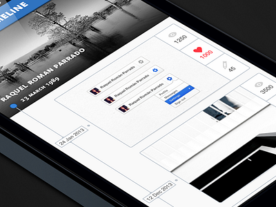 Timeline app app app design app layout blue design ios iphone layout mobile photography picture shots timeline white