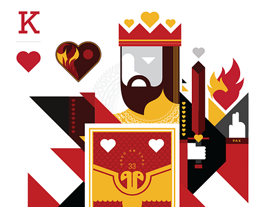 King of Fire cards deck fire hearts king