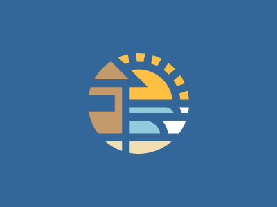Costa Rica Surf Realty badge branding costa rica emblem identity logo realty rinker sun surf surfing vacation