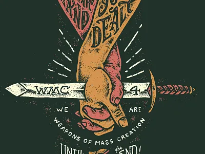 WMC 4 Artwork cleveland go media hand drawn hands illustration lettering stippling sword typography weapons wmc fest