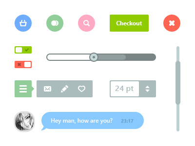 Flat Web Elements chat bubble flat icons psd quick menu scroll bar switch web