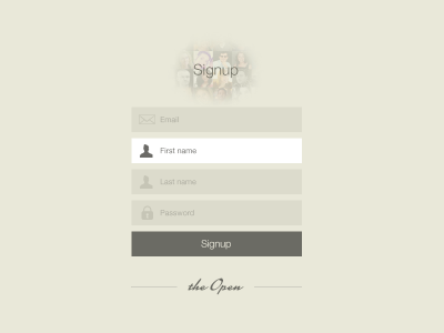 Signup theOpen flat design side project signup page