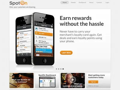 SpotOn Website business clean gray homepage layout web web design website white