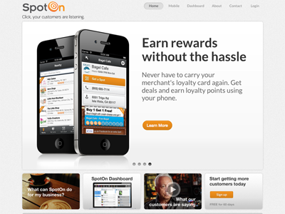 SpotOn Website business clean gray homepage layout web web design website white