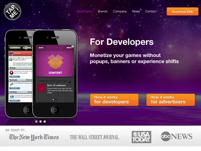 TapMe Website app landing css dark design gray homepage landing layout orange purple web design website