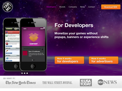 TapMe Website app landing css dark design gray homepage landing layout orange purple web design website