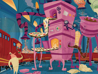 Candy Factory aqua candy factory graphic design illustrator kids pink red train
