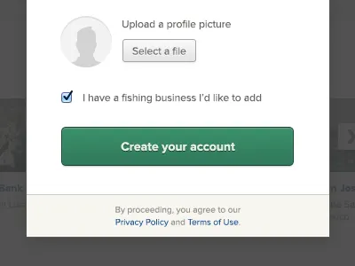 Signup Modal avatar create account modal profile picture signup
