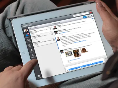 Assemble iPad app app b2b chat clean communication gray ipad mail productivity ui