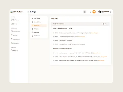 Investment Registration - Activity Log investiments platform