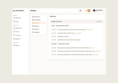 Investment Registration - Activity Log investiments platform