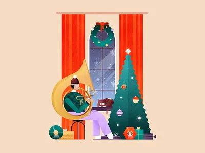 Merry Christmas! affinity designer character christmas christmas card christmas tree flat graphic design happy christmas happy holiday happy holidays illustration merry christmas music vector winter