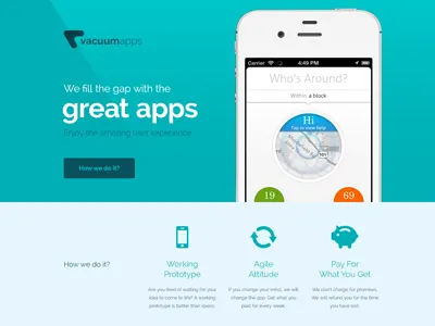 vacuumapps web apps clean clear colors design development flat ios iphone presentation vacuum web