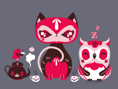 Sleepy Tea Sm illustration sleepy tea time vector woo
