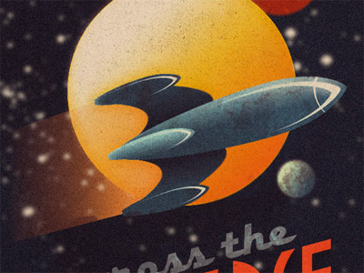 Across The Universe illustration kids planets poster print retro rockets space stars typography universe vintage