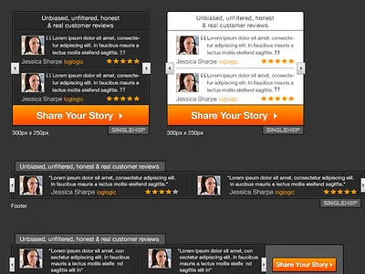 Testimonial Widget dark grey orange testimonial ui uiux webdesign widget
