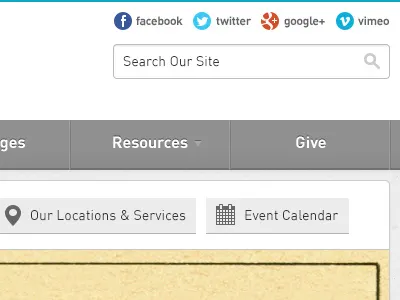 The Rock Church - Website Redesign blue button church din gotham gray icon redesign the rock the rock church website white