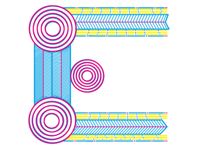 E attachment attachments circle cmyk colorful conceptual decorative detailed dimensional dots letter line lines pattern style type typography