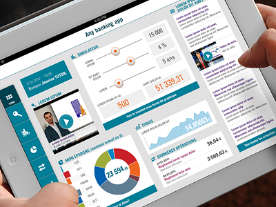 Banking app concept app bank banking charts dashboard graph ios ipad list menu tabs