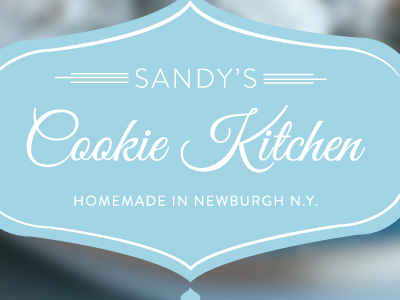 Sandy's Cookie Kitchen :: Updated logo blue cookies logo script traditional