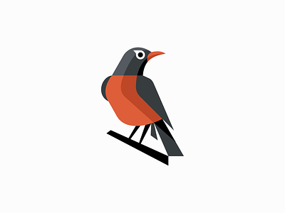 American Robin Logo animal bird branch branding cute design emblem geometric icon identity illustration logo mark mascot nature orange robin symbol vector wings