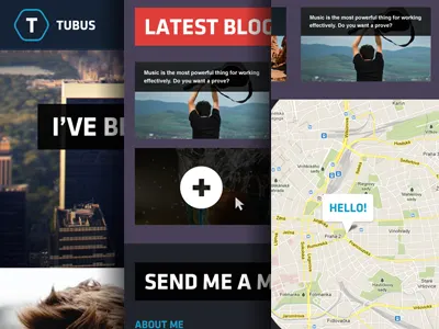 Tubus template blog blue map portfolio template tubus white