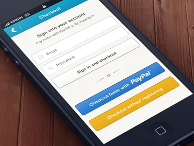 iPhone Checkout - select payment method app basket buttons checkout commerce form ios iphone iphone 5 iphone app payment paypal retina shop shopping sign in