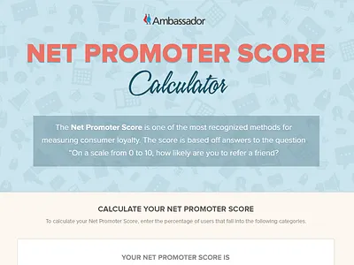 Net Promoter Score Calculator ambassador calculator icons landing page pattern proxima referral score