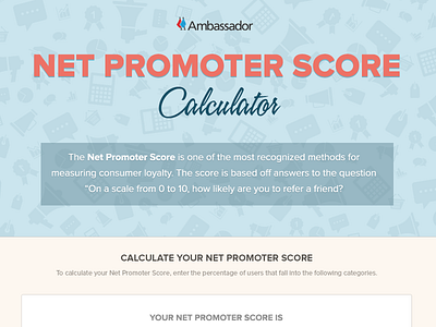 Net Promoter Score Calculator ambassador calculator icons landing page pattern proxima referral score