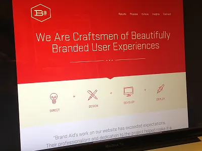 New Site In The Works brand aid branding cream creme icons modern monicons red vintage website