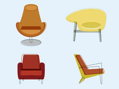 Mid Century Chairs 2.0 chair mid century modern multiply simple vector