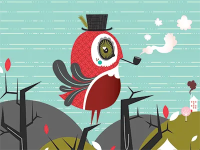 Julie West Poketo Wallet bird illustration poketo smokin vector wallet