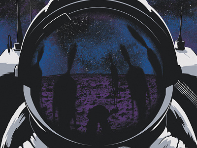 Encounters Art Print abduction aliens art art print astronaut blue dark drawing encounter helmet illustration ink poster sci fi screen print screenprint space stars
