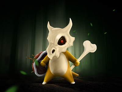 Cubone Painting bone cubone forrest illustration leaves painting pokemon shell shield squirtle texture wacom