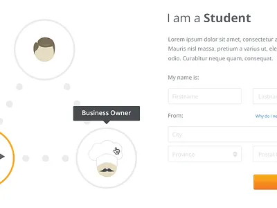 Select Account Type account type businesses circle listings location members open sans orange students symbolset tooltip triangle ui web